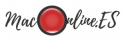 Logotipo Maconline Letras del sitio con la o en color rojo